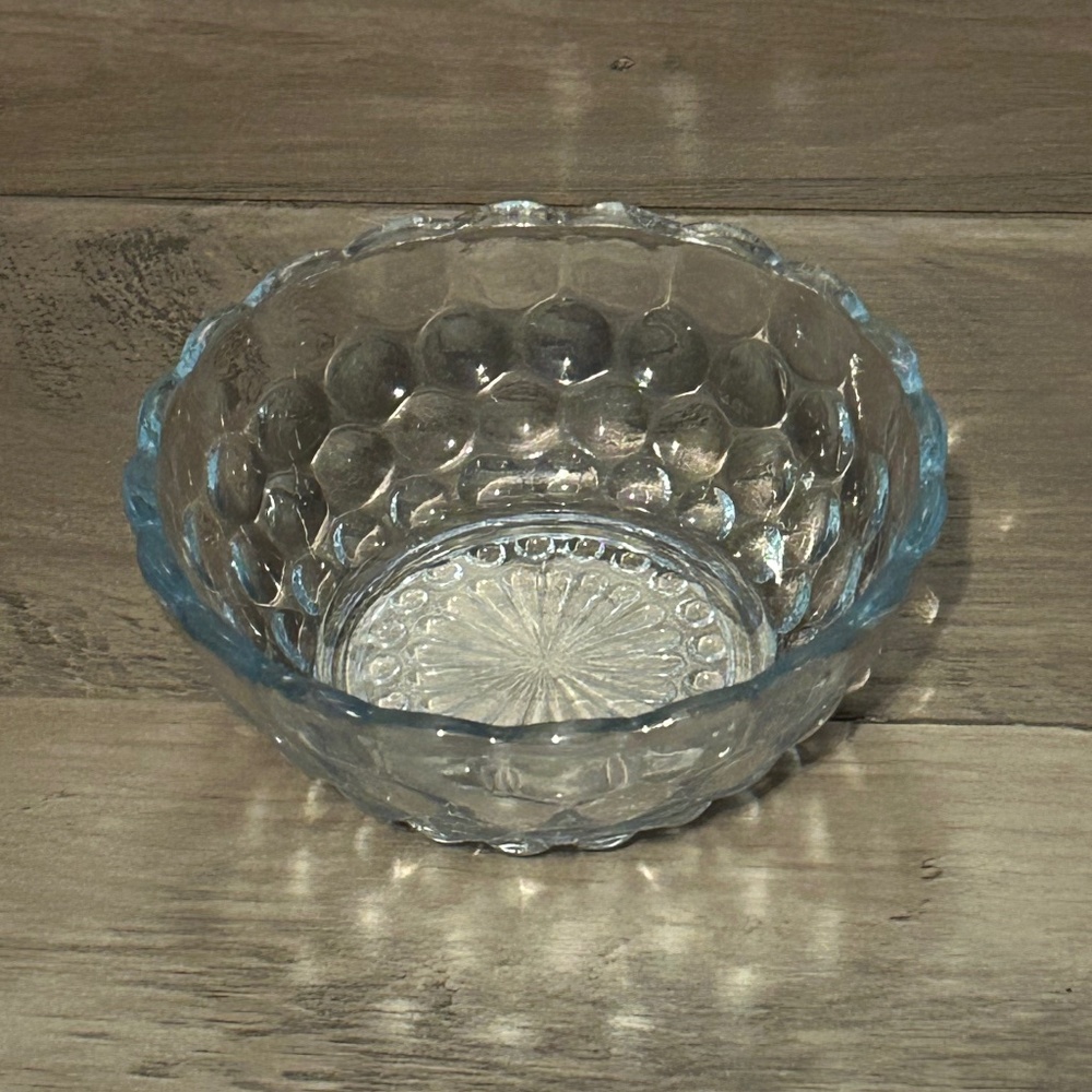 😉Bundle Days😉 Anchor Hocking Depression Bubble Blue Glass Berry Dessert Bowl USA
